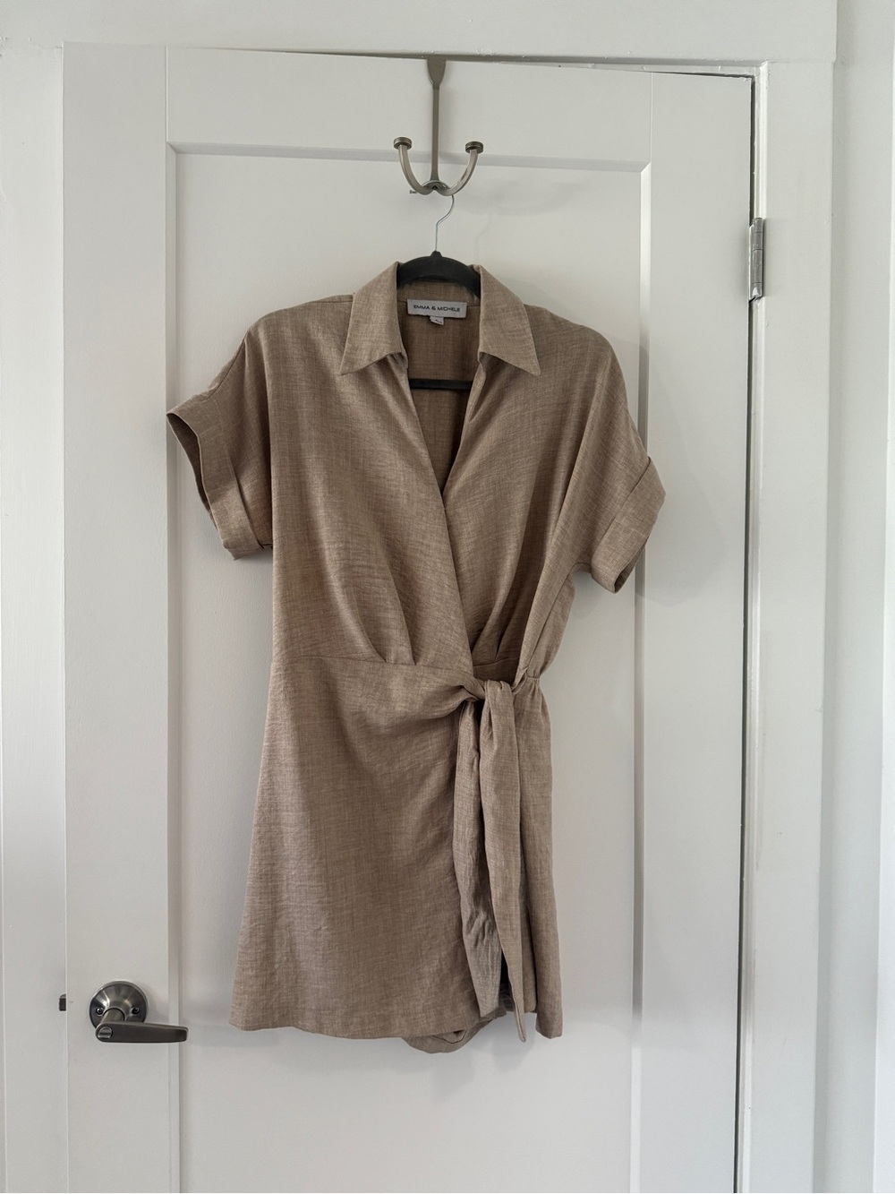 Emma & Michele Beige Tie-Waist Romper